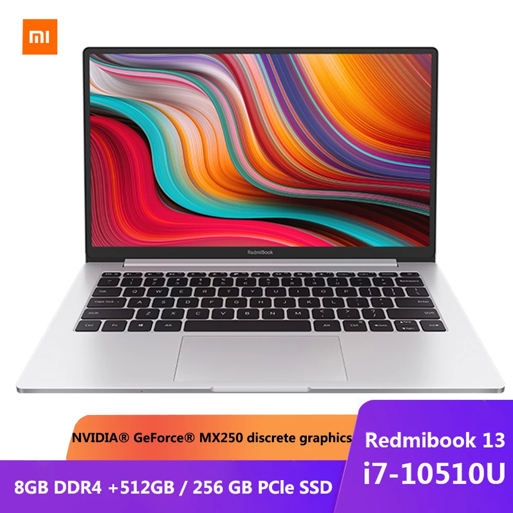 Оригинальный Xiaomi RedmiBook13 Ноутбук 13 3 дюймов процессор Intel Core i7 10510U NVIDIA GeForce MX250 GPU 8 Гб