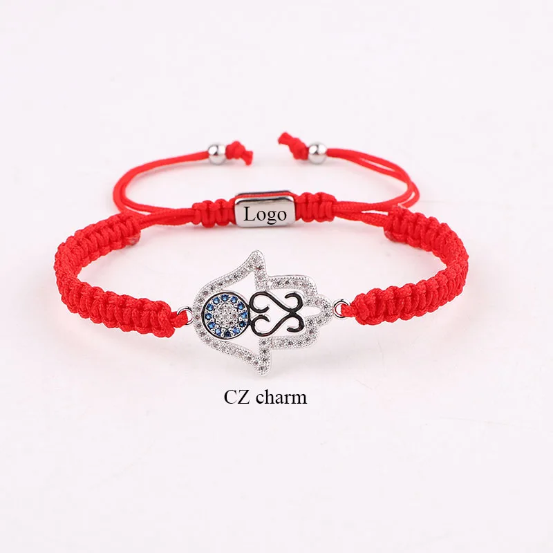 High Quality New Fashion Jewelry CZ Pave Hand Friendship Red Rope Macrame Lucky Bracelet Women Men - Image 2