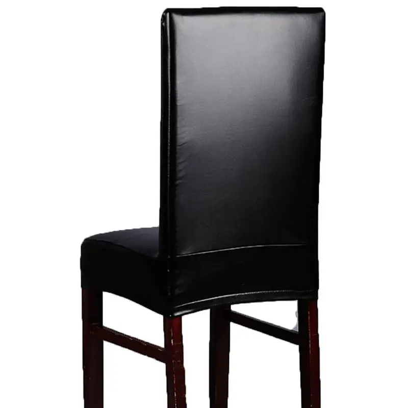 2pcs/set Waterproof PU Dining Chair Cover Leather Chair Cover Spandex Elastic Stretch for Hotel Restaurant Home Decoration