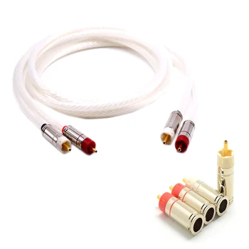 

Holland silver 5nocc fever speaker front and rear audio cable hifi double RCA Audio amplifier signal line