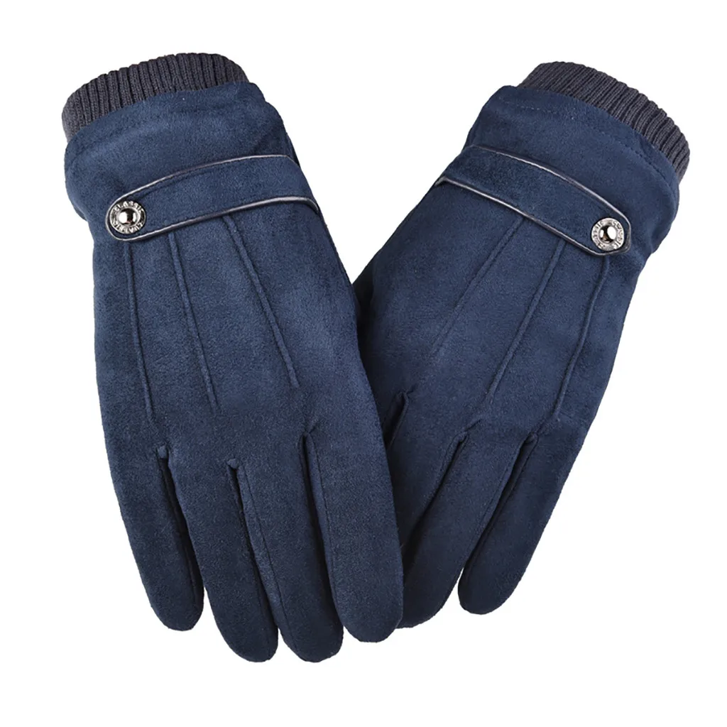 Мужские перчатки для вождения, сохраняющие тепло, три линии, ветрозащитные зимние замшевые перчатки для сенсорного экрана, варежки для спорта на открытом воздухе, женские перчатки