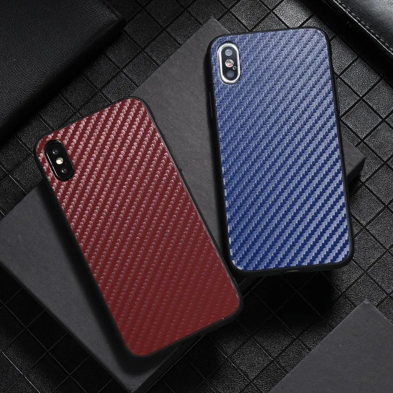 cheap Luxury carbon fiber leather Phone Cases For iphone 7 8 6 6s Plus Ultra Thin Soft Silicone Cover For iphone X Xs Max XR cover