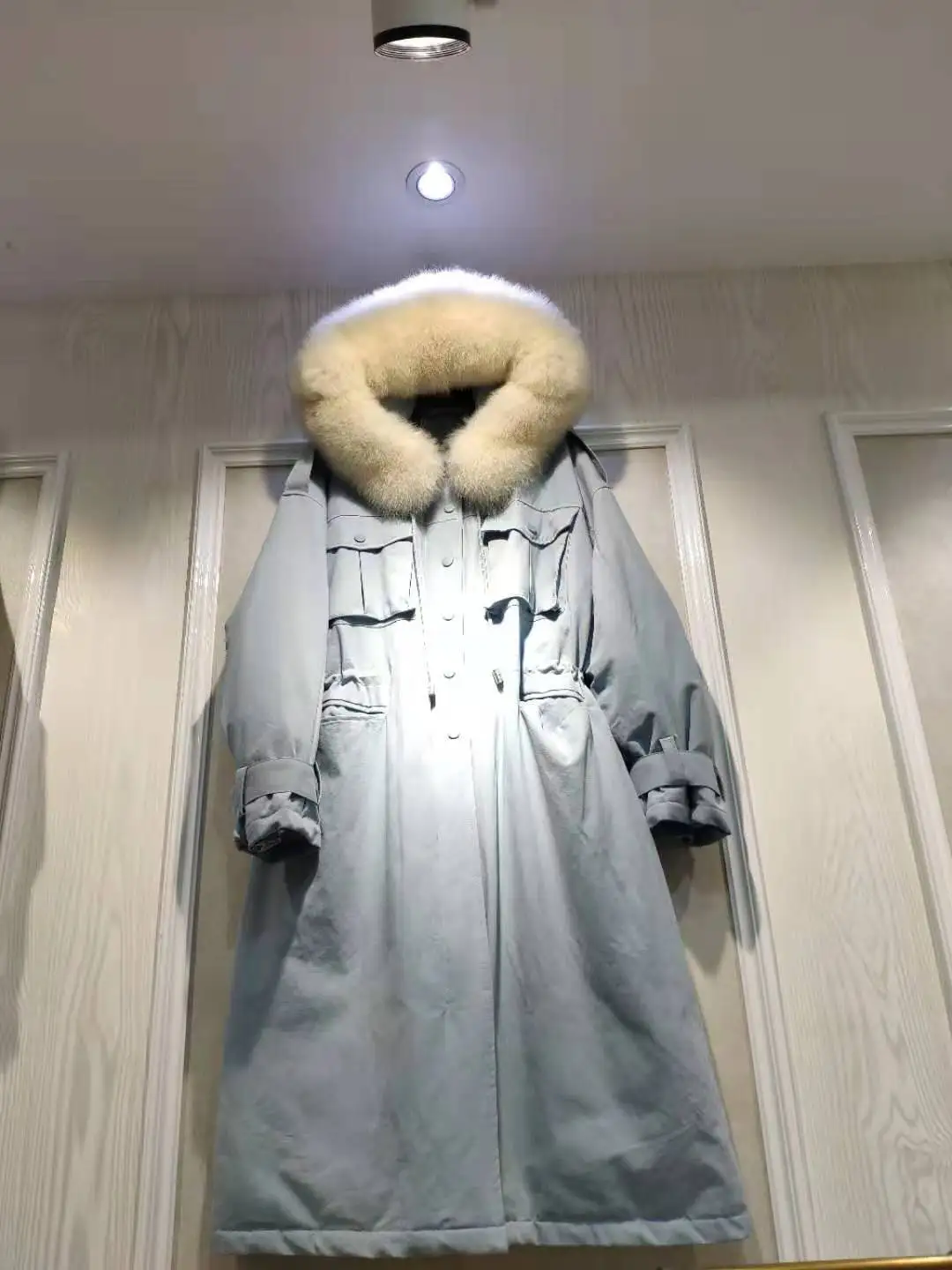 Зимний стиль Dongdaemun пуховик выше колена с большим меховым воротником женский толстый длинный корейский стиль свободный и большой размер