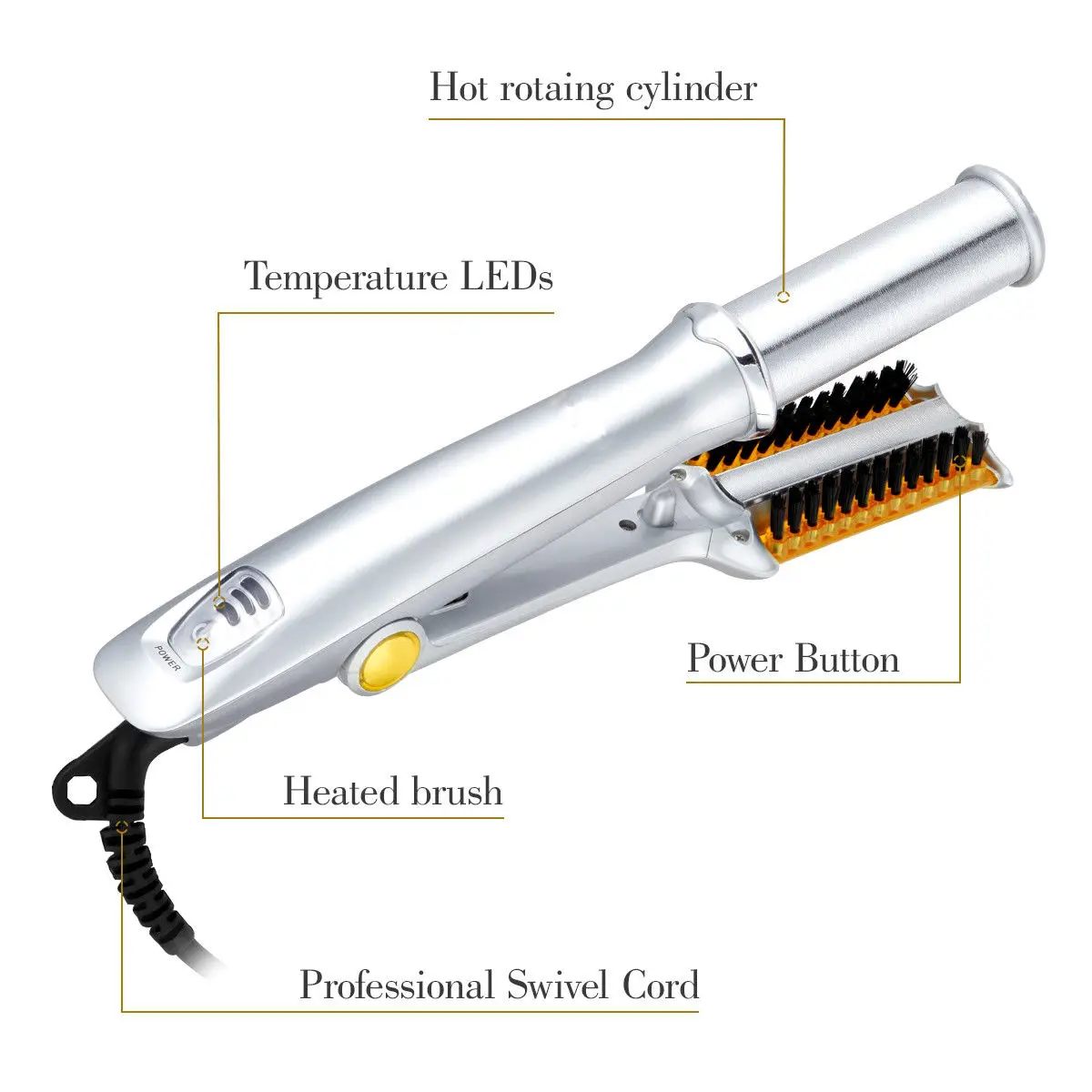 Professional Hair Straightening Iron Curling Iron Straightener& Curler 2 in 1 Hair Style Tool Silver Hair Styling Tool