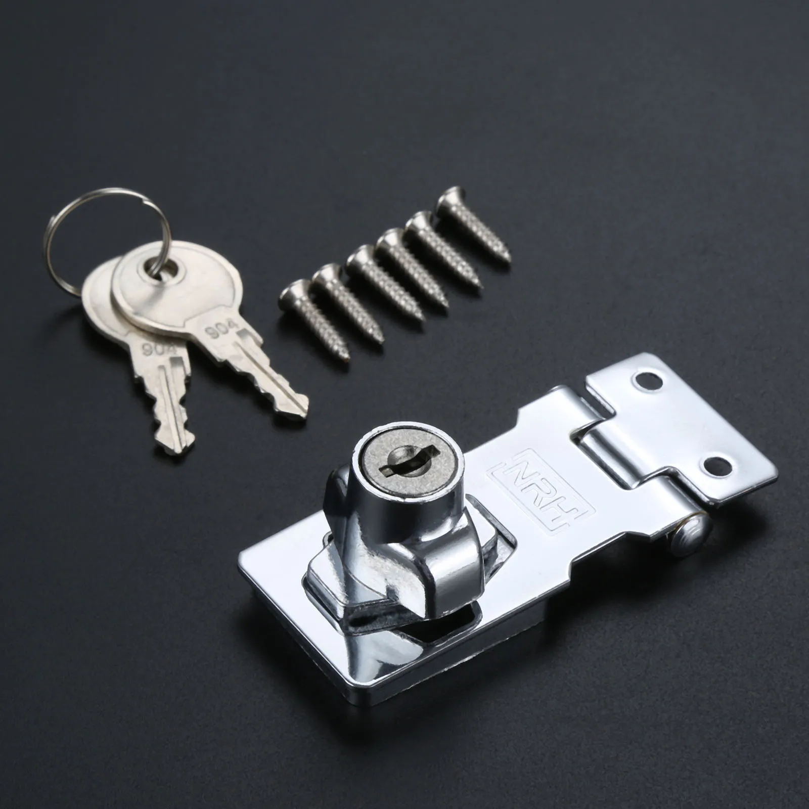 

Key Lock Stainless Steel Plating Self Locking Security Hasp Staple 2 Keys Lock Shed Cupboard Door/Shed/Gate Padlock 105mm/4.13"