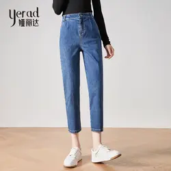 YERAD/2019 осенние джинсы-шаровары для бойфренда, повседневные свободные потертые джинсы, джинсы для мамы