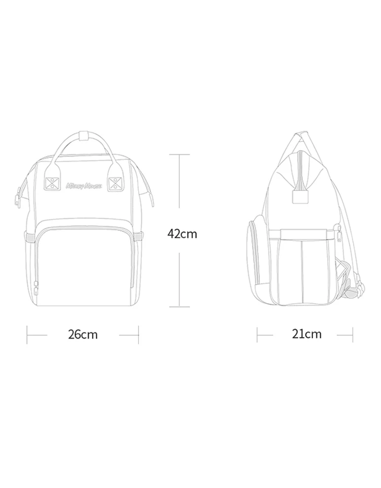 Сумка для подгузников с изображением Диснея Минни Микки для детских колясок, сумки для путешествий, рюкзак для подгузников, сумка для ухода за ребенком, большая емкость
