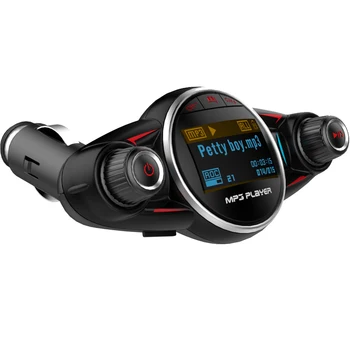 

NEW-Universal Bluetooth 4.0 Handsfree Car Kit MP3 Player FM Transmitter Support 2.1A Charging USB Round Jack