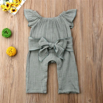 

2020 Kids Baby Girl Clothing Chest Strap Romper Sleeveless Bow Jumpsuit Sunsuit Clothes Newborn One-Pieces Body Suits