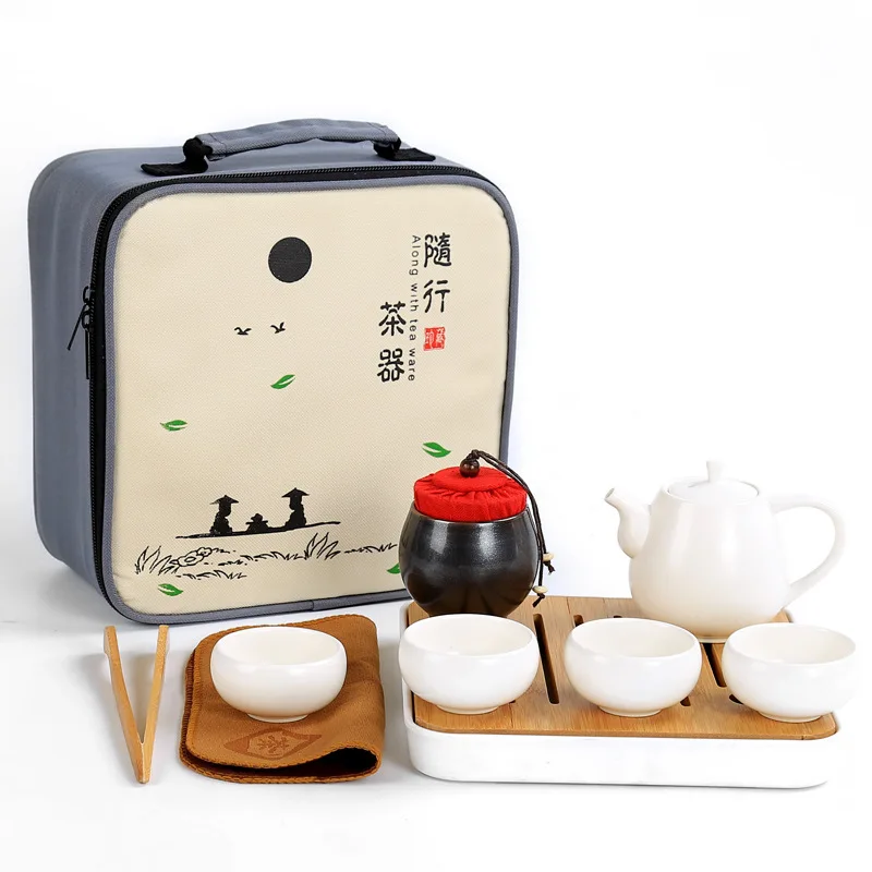  Chinese Travel Tea Set Ceramic Portable Teapot Porcelain Teaset Gaiwan Tea Cups Of Tea Ceremony Tea