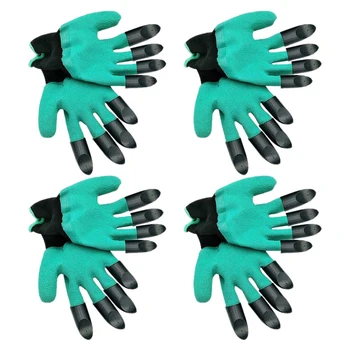

4 Pairs Gardening Gloves with Freely Removable Fingertips Claws Garden Genie Gloves Rubber Protective Gloves