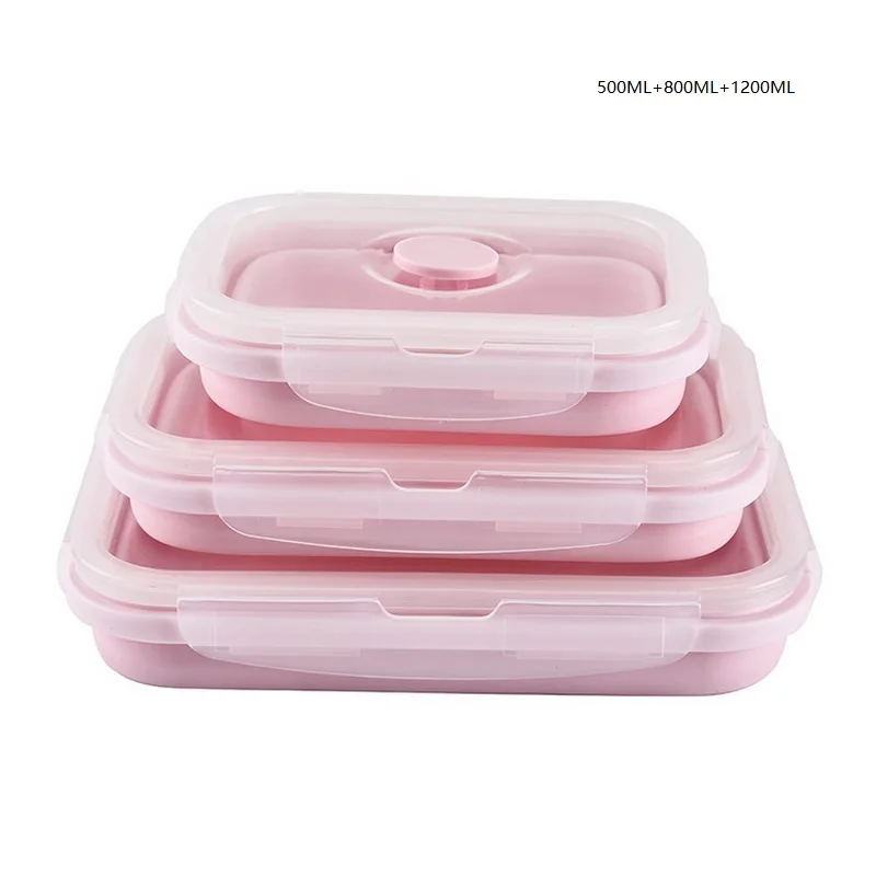 G224625A Силиконовая складная печь Bento Коробки для обедов Портативный здоровый Материал Коробки для обедов Еда контейнер для хранения Еда коробка 1 Pc/3 шт - Цвет: G224625A