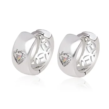 

MxGxFam 2020 New White Heart Hoop Earrings For Women Fashion Jewelry Rhodium Gold color AAA+ Cubic Zircon Good Quality