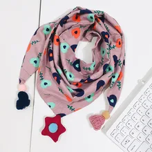 Новинка; сезон осень-зима; Детские треугольные шарфы с цветочным принтом для мальчиков и девочек; теплая детская одежда с воротником для малышей; Детский шарф