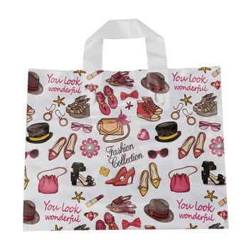 

50Pcs Gift Bags Plastic Shopping Bags Clothing Package Bags Party Supply Christmas New Year Gift Bags