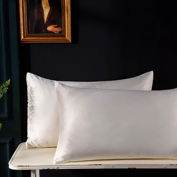 

1PCS Satin Silk Pillowcase Black White Solid Color Satin Imitated Silk Pillow Cover for Healthy Sleep 48x74cm 51x66cm 51x91cm