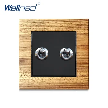 

2 Gang 1 Way 2 Way Toggle Switch Real Wood Panel Wallpad Wall Light Switch Interrupteur Silver Toggle