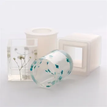 

Julie Wang Transparent Cylinder Cube Silicone Molds DIY Epoxy Cup Handmade Casting Pot Mould Jewelry Making Tool