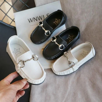 

Kids Shoes Girls Boys Shoes Slip On Loafers PU Leather Shoes Flat Boat Dress Shoes Girls Boys