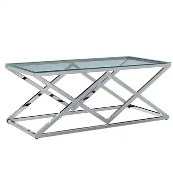 

vidaXL Coffee Table Transparent 120x60x45 cm Tempered Glass and Stainless Steel