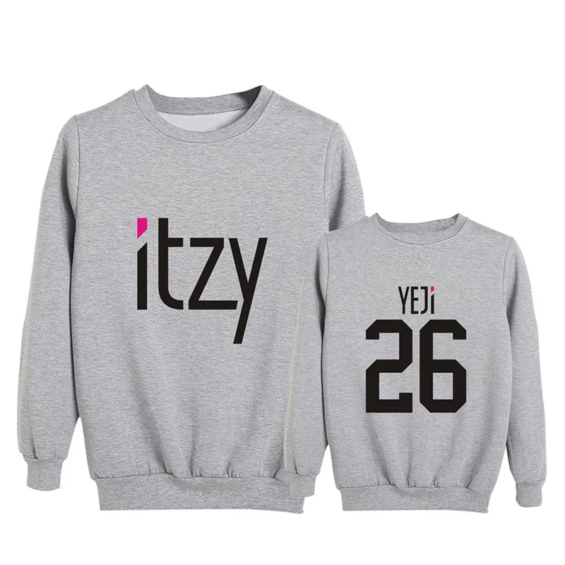 YEJI Grey Kpop ITZY YUNA RYUJIN CHAERYEONG LIA YEJI толстовки с круглым вырезом Топы с длинными рукавами пуловеры толстовка PT1071 - Цвет: YEJI Grey