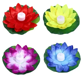 

4pcs LED Floating Lotus Lights Waterproof LED Lotus Light Blessing Wishing Light Pool Lake Decor