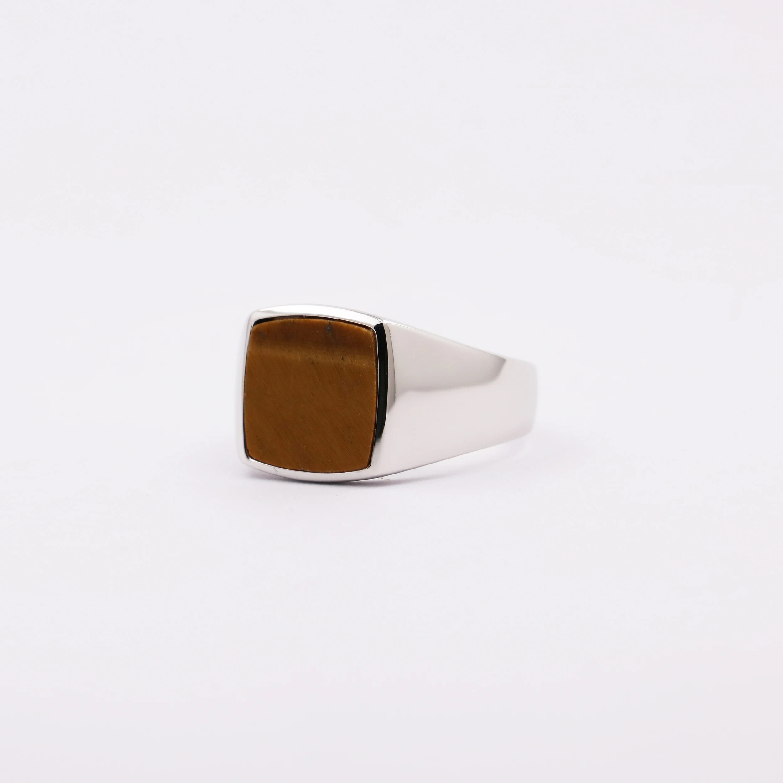 Pure Silver Tiger's eye Signet Ring For Men