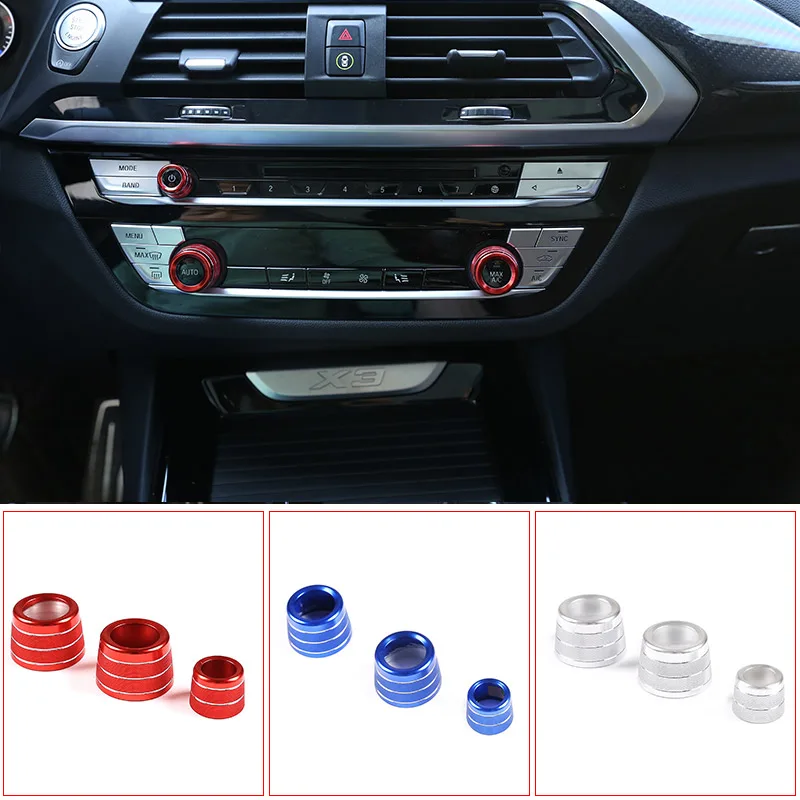 

3Pcs For BMW 5 Series G30 G38 2018-2020 Alloy Audio Air Conditioner Knob Decorative Ring For BMW X3 X4 G01 G02 2019-2020 6gt GT6