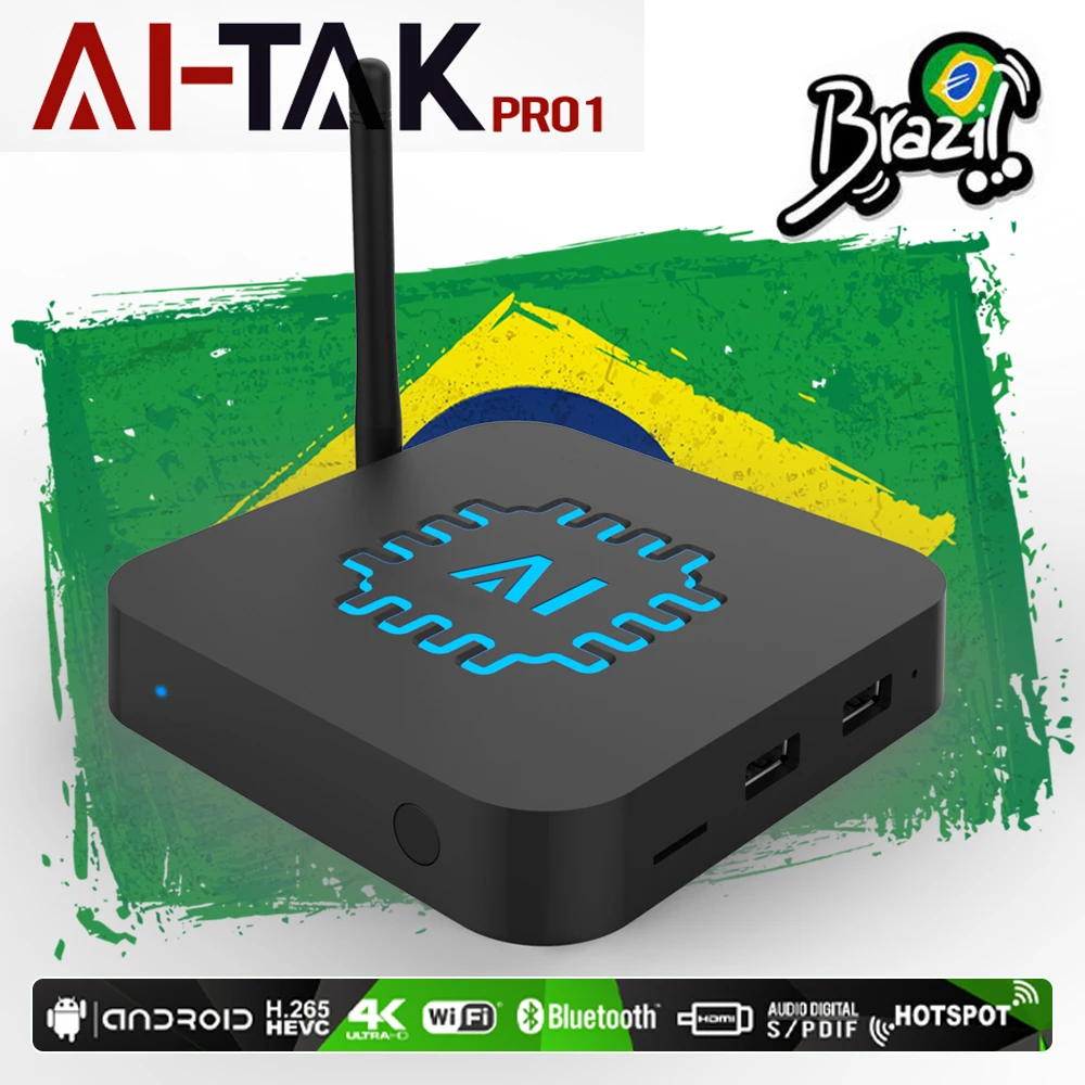 brazil IPTV tv box AI-TAK PRO 1 HTV BOX  Free Subscription IPTV Portugal Brasil smart tv Android TV Box 4K Ultra HD box pro