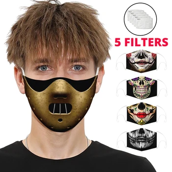

Digital Printing Motorcycle Face Mask Mouth Balaclava Moto Mask Dust Protective Activated Carbon Filter Caps Face Masks Reusable