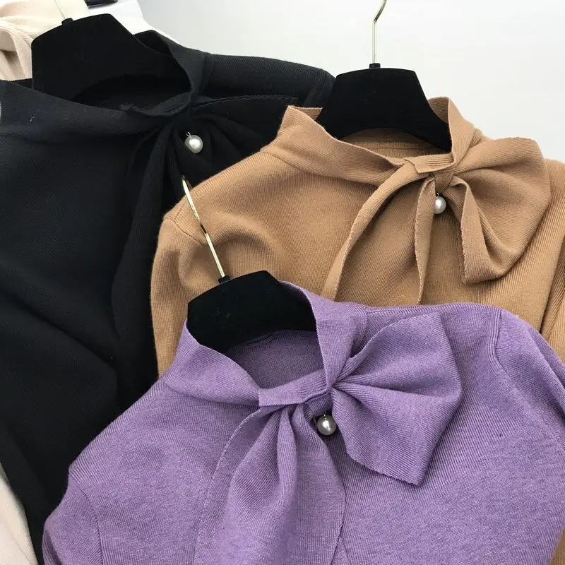 Neploe, темперамент, шнуровка, бант, дизайн, вязанный, Pull Femme, однотонный пуловер, свитер для женщин, тонкая, с одной грудью, нижняя часть, Джерси, 47695