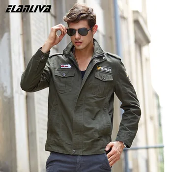 

New Military Men's Jacket Coat 4XL Male Embroidery Cotton Stand Collar Army Bomber Jacket Coat Men Brand Clothing Outwear