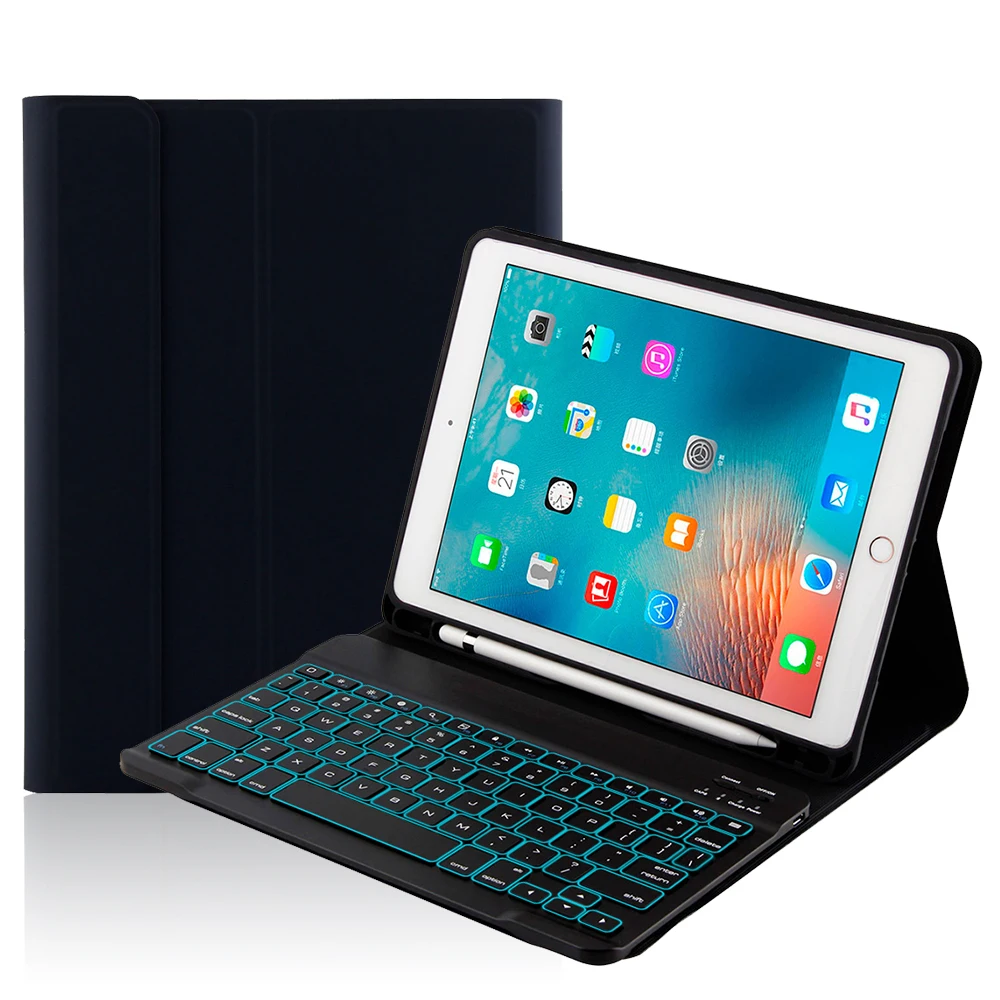 Royal Blue Для IPad Air 1 2 Pro 9,7 дюймов планшет bluetooth-клавиатура с подсветкой с мелким овечьим узором кожаный чехол подставка для ручки(США - Цвет: Royal Blue
