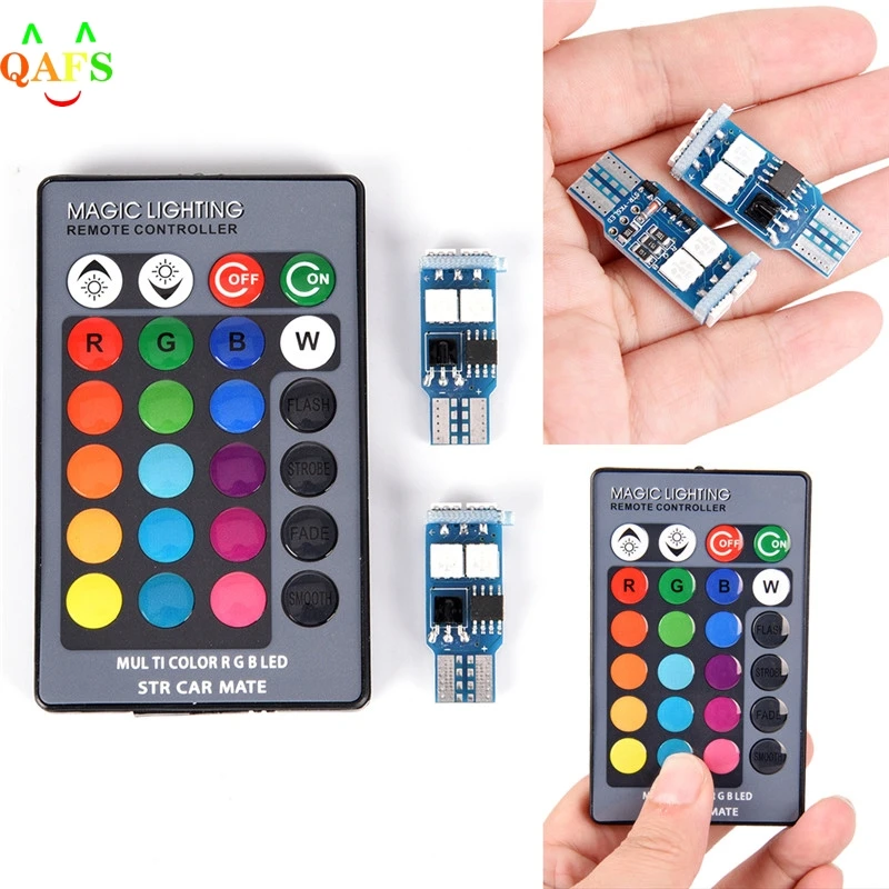 Светодиодная лампа T10 RGB 6 SMD 5050 с дистанционным управлением 2 шт. | Автомобили и