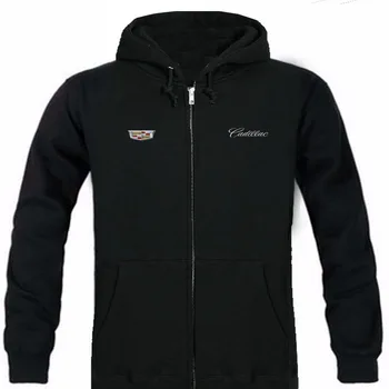 

Autumn Cadillac logo brand male long sleeve solid hoodie zipper sweatshirts hoodie