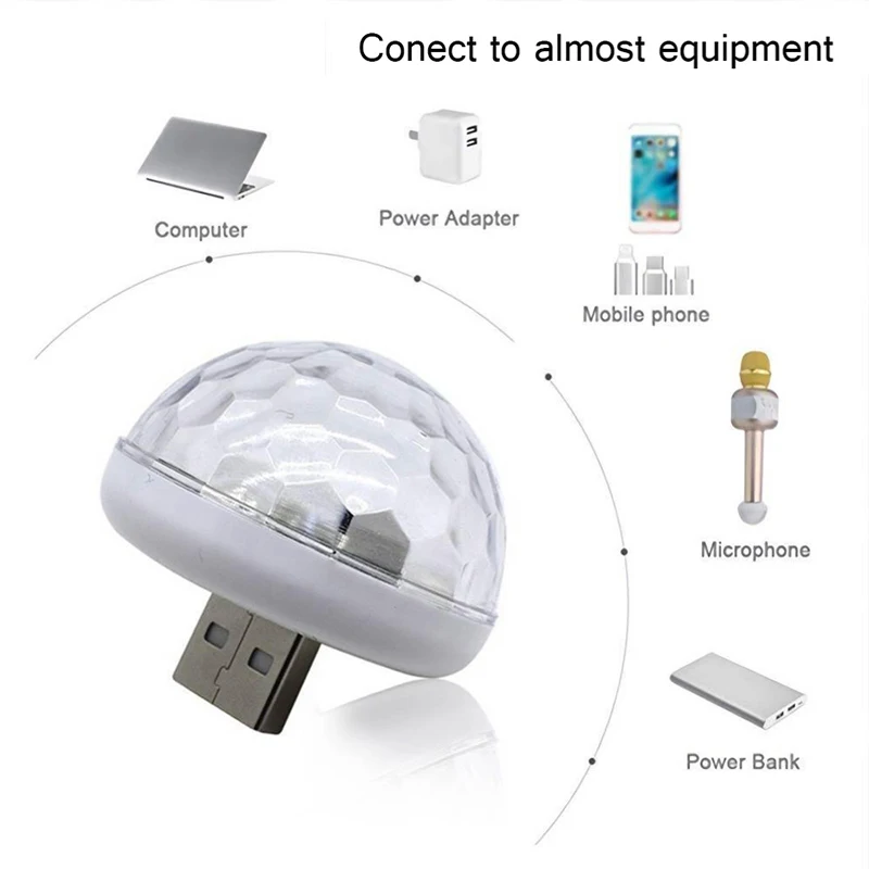 1 шт. автомобильный атмосферный светильник USB разъем мини светодиодный красочный 3 Вт 5 в управление Белый Запасные части