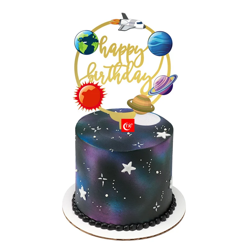 Ins Decoration De Gateau D Anniversaire En Acrylique Couleur 3d Soleil Terre Jupiter Pour Fete Prenatale Decoration De Dessert Aliexpress