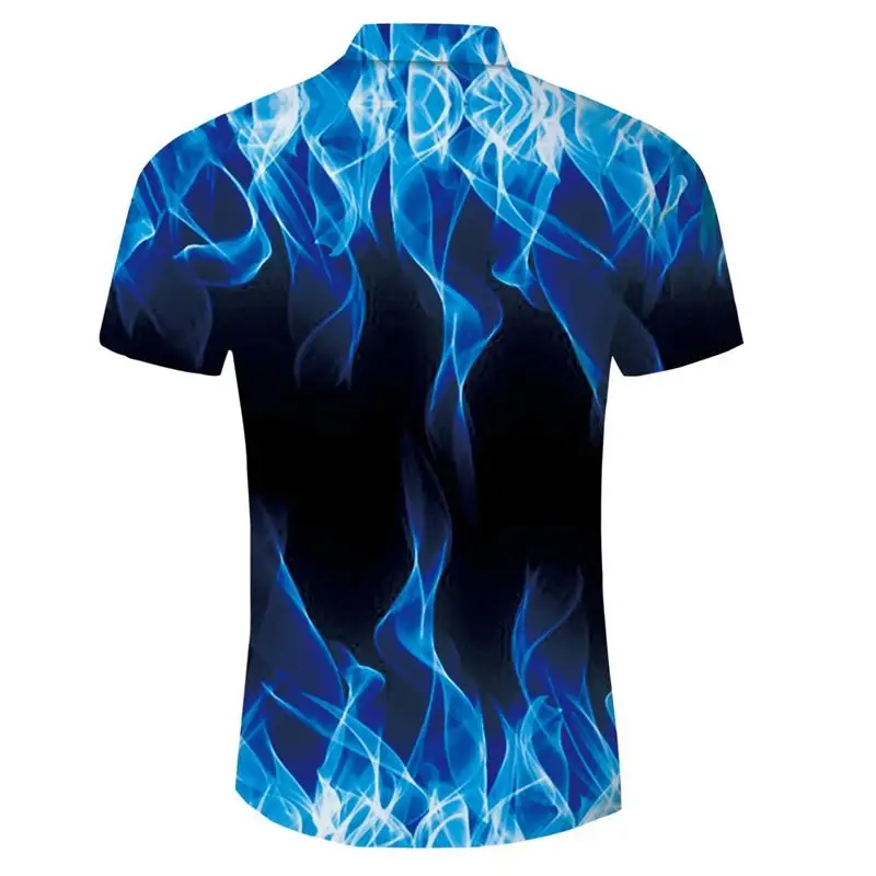 2021 Summer Harajuku Short sleeve Shirts Fire Smoke Flame 3D Printed Hawaiian Shirt Mens Harajuku Casual Shirt Drop Shipping