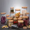 1X Storage Tank Food Container Bamboo Covered High Borosilicate Food Sealed Glass Tank Kitchen Miscellaneous Grain Organizer 1