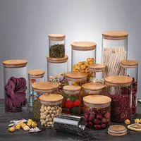 1X Storage Tank Food Container Bamboo Covered High Borosilicate Food Sealed Glass Tank Kitchen Miscellaneous Grain Organizer 1