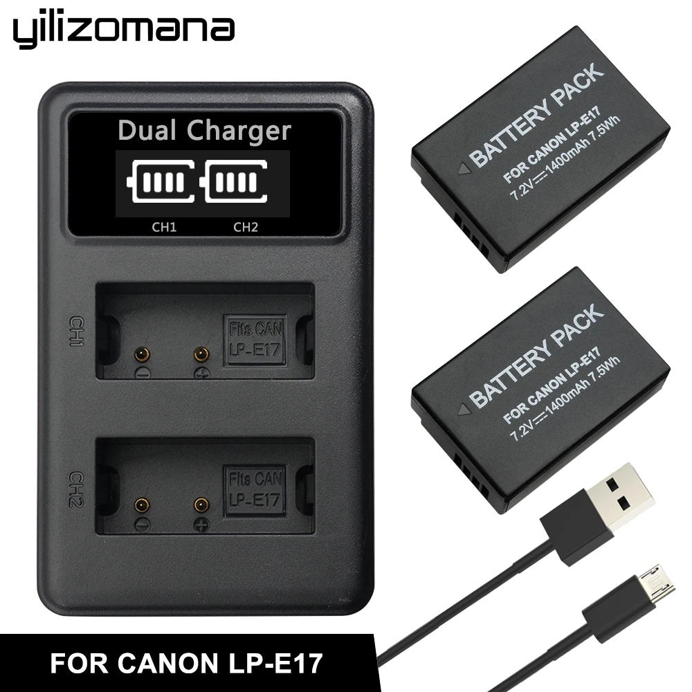 

YILIZOMANA LP-E17 LPE17 LP E17 Camera Battery 7.2V 1400mAh For Canon EOS M3 M5 200D 750D 760D T6i T6S 8000D KISS X8i