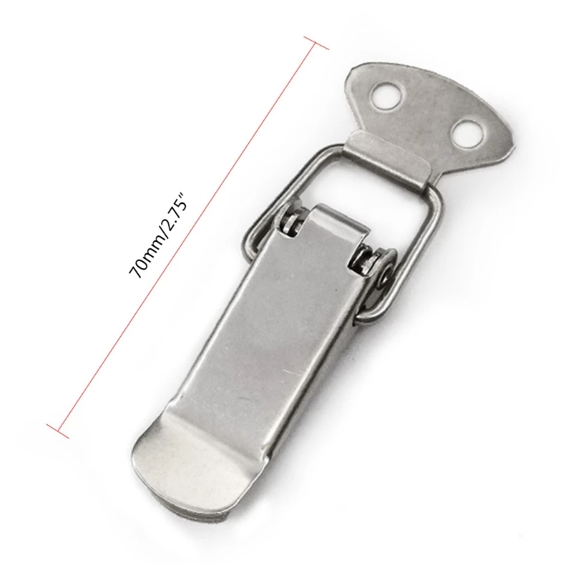 thumbnail image 2 of 2Pcs 304 Stainless Steel Double Spring Loaded Suitcase Chest Tool Box Locking Hardware Toggle Latch Hasp BuckleW/Screws (S 2 of 13
