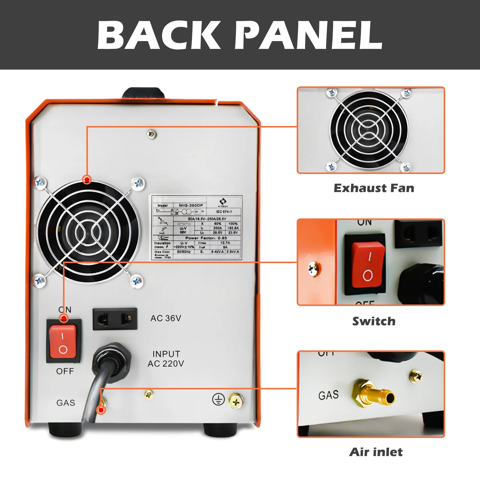 HITBOX MIG Welder  3 In 1 Semi-automatic Aluminum Welding Machine MIG250DP 220V Pulse Mig 3 In 1 Inverter Weld Technology 4