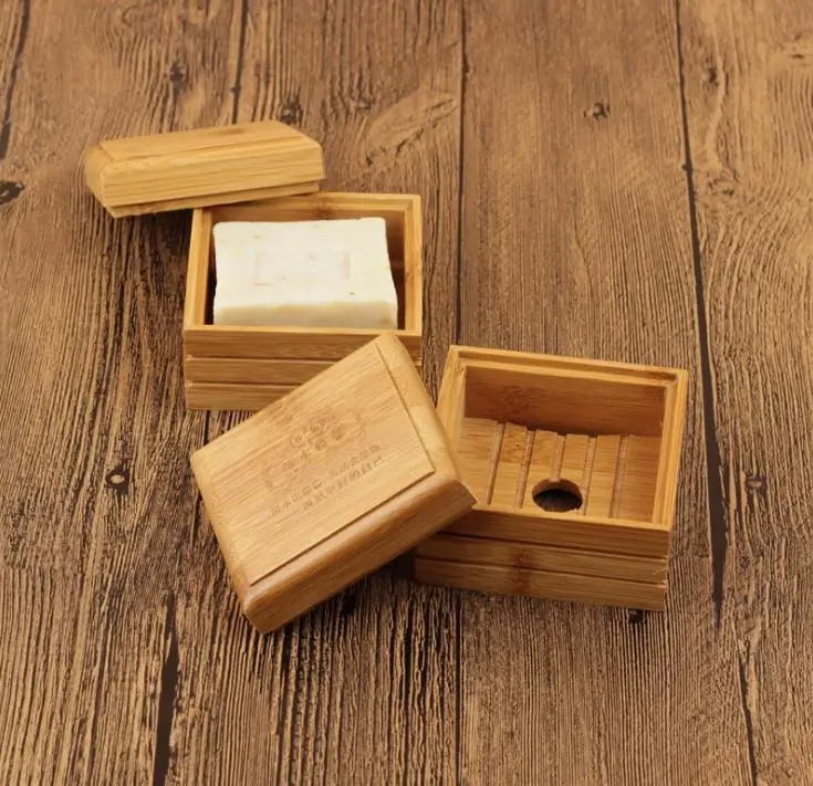 Wooden Bamboo Soap Holder Dish Bathroom Shower Plate Stand Wooden Box LP