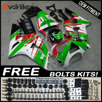 

Custom motorcycle cowl for ZX-6R 2003-2004 ABS motor panels Injection mold green white red+gifts