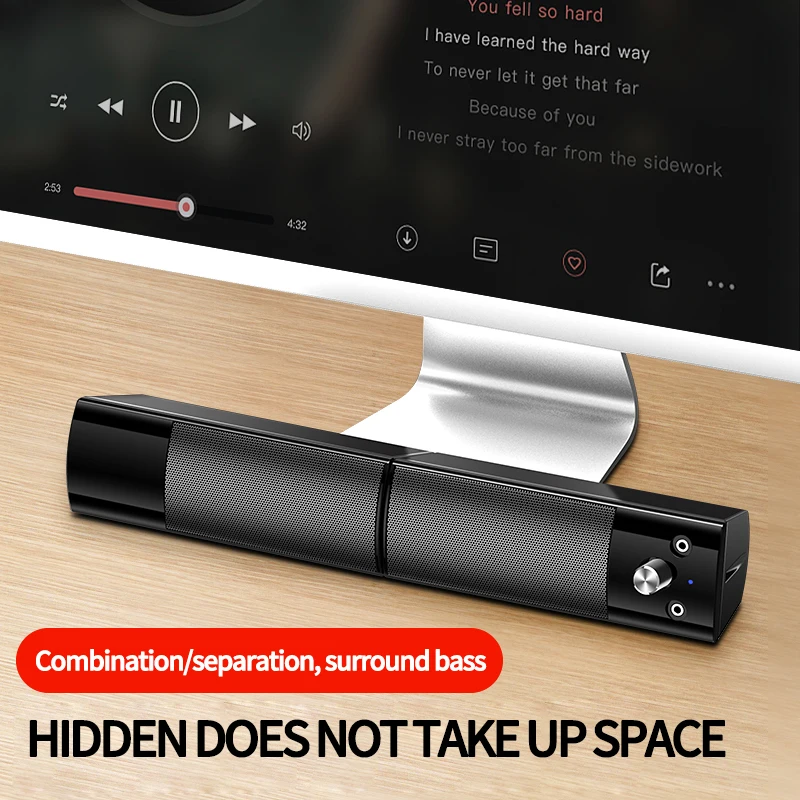 Caixa de Som para Computador Usb com Fio Computador Alto-falante Poderoso Soundbar Estéreo Subwoofer Baixo Surround Portátil Telefone Tablet Mp3 Mp4
