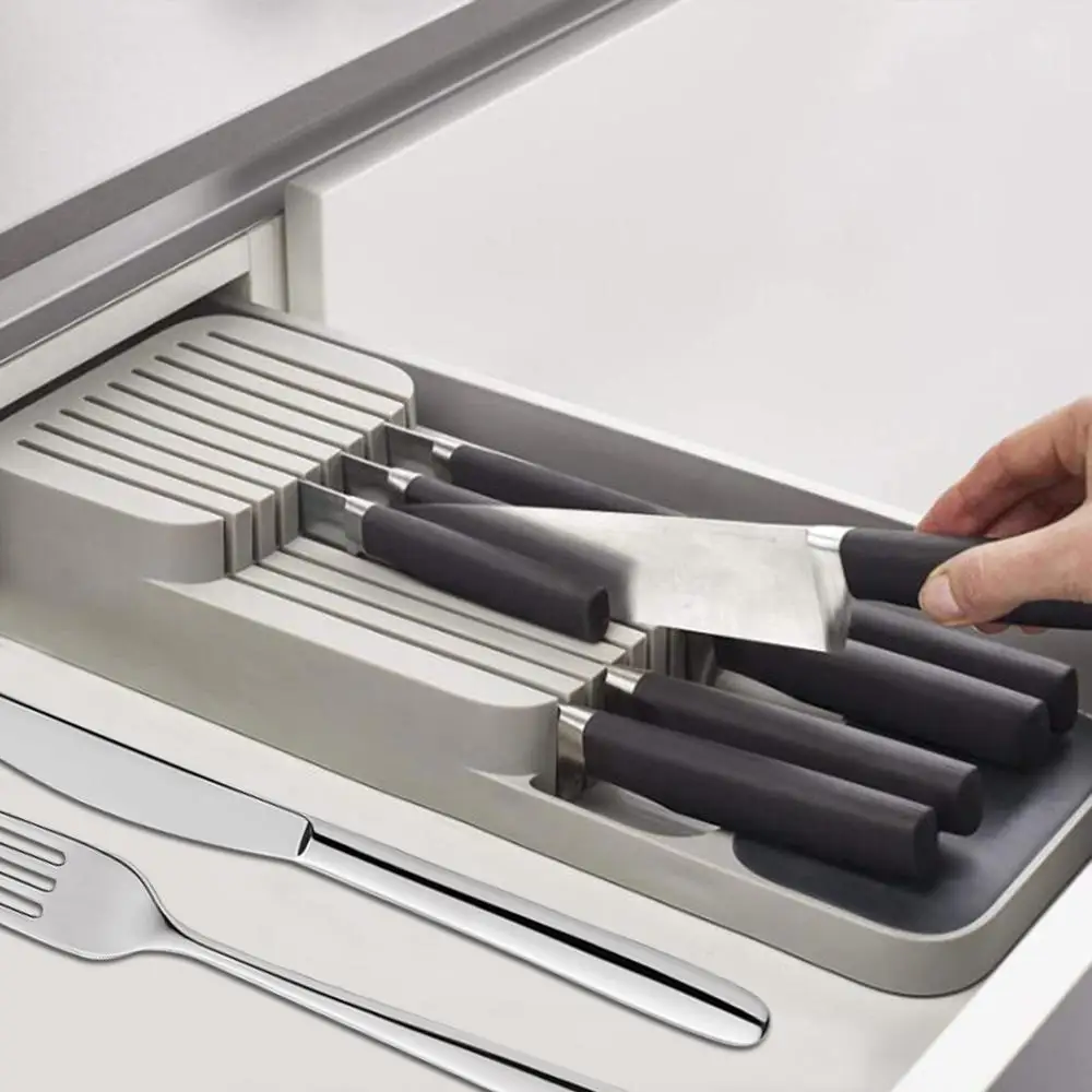 18 слотов пластиковый держатель для ножей для хранения ящиков органайзер для ножей подставка для ножей органайзер для кухонных инструментов