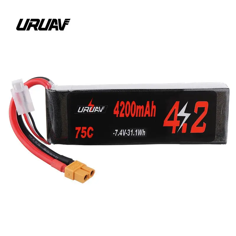 

High Quality URUAV 7.4V 4200mAh 75C 2S XT60 Plug Lipo Battery For RC Quadcopter Multicopter Multirotor DIY Accessories Parts