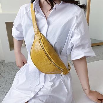 

2020 Women Waist Bag PU Leather Fanny Pack Chest Bag Retro Alligator Pattern Chest Bags Female Crossbody Messenger Pack Handbag