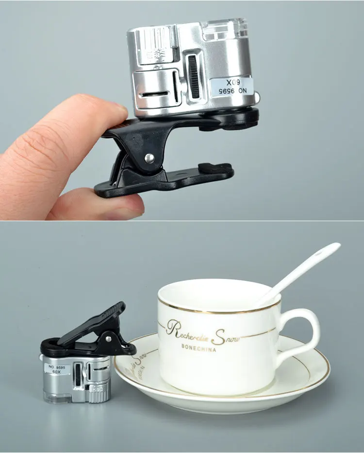 9595W outside Electricity Supplier 60 Times Identification Mirror Mobile Phone Clip-on Microscope Photo Shoot Phone Magnifier Li